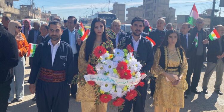 Xwecihiya Rojhiltî Qamişlo Serhildana 12ê Adarê bibîranîn.